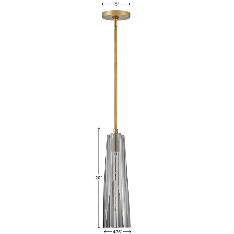 Cosette Heritage Brass and Smoked Crystal LED Pendant