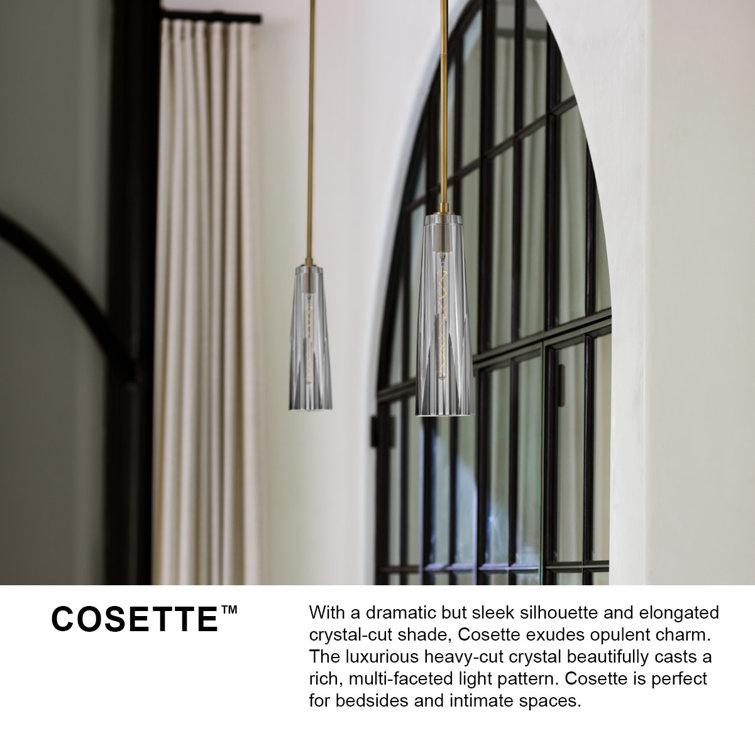 Cosette Heritage Brass and Smoked Crystal LED Pendant