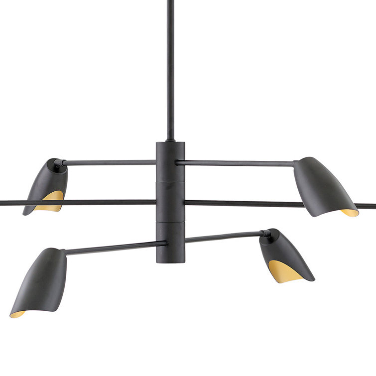 Bowery Black Sputnik 6-Light LED Chandelier, 50"Dia