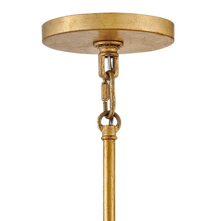 Rene Distressed Brass 6-Light Drum Chandelier with Clear Pressed Glass