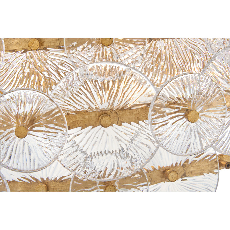 Rene Distressed Brass 6-Light Drum Chandelier with Clear Pressed Glass