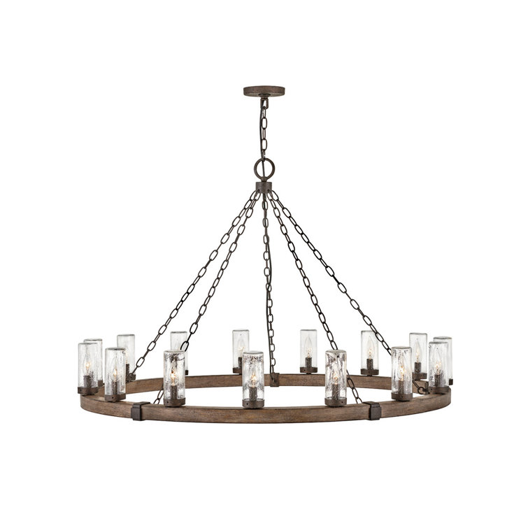 Sequoia Iron Rust Drum Glass LED Outdoor Lantern