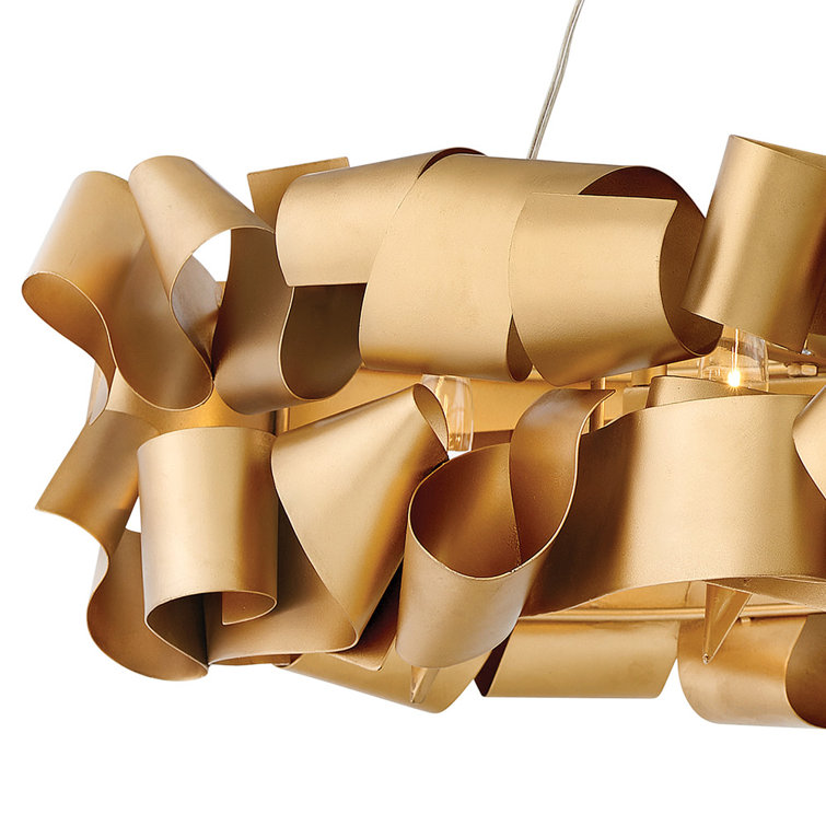 Delfina Deluxe Gold Steel Ribbon 6-Light Geometric Chandelier