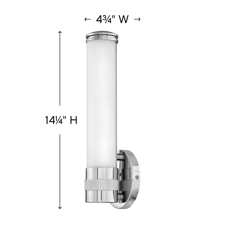 Chrome Cylinder Outdoor LED Wall Sconce with Etched Glass