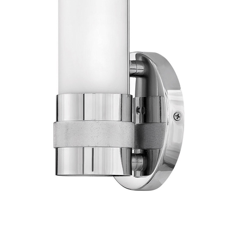 Chrome Cylinder Outdoor LED Wall Sconce with Etched Glass