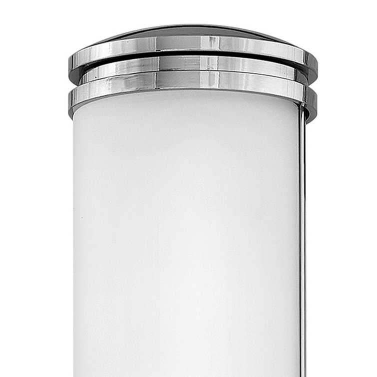 Chrome Cylinder Outdoor LED Wall Sconce with Etched Glass
