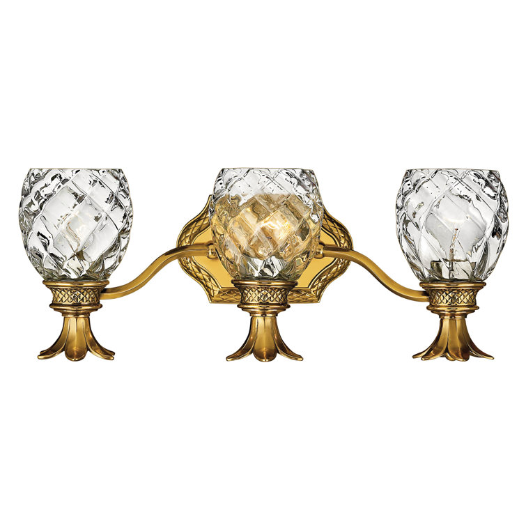 Burnished Brass 3-Light Vanity Fixture with Clear Optic Glass