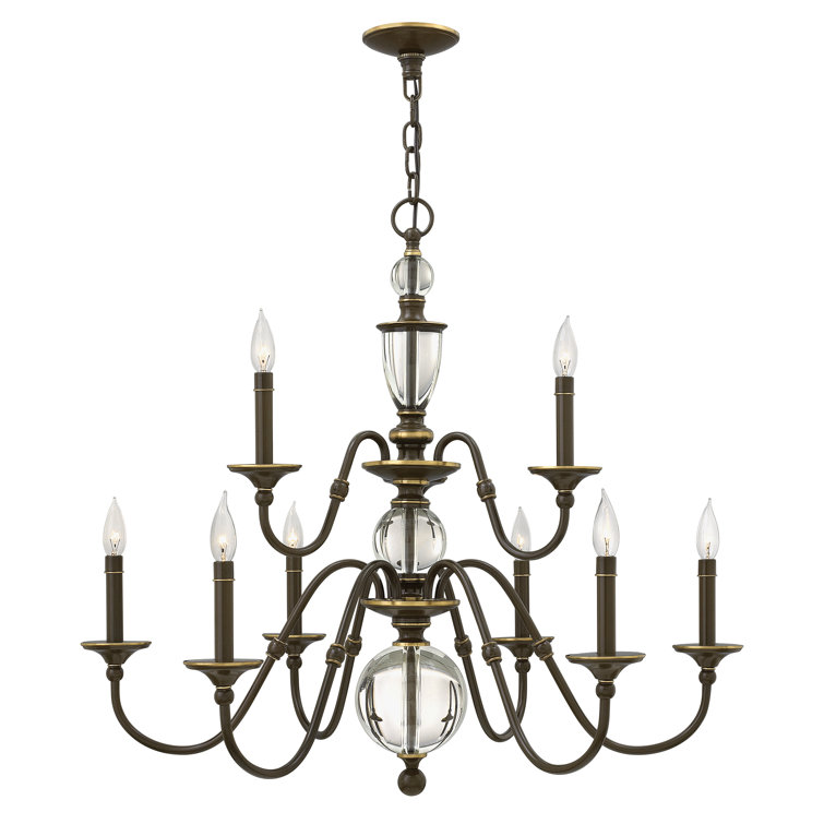 Eleanor Heritage Brass 6-Light Crystal Candle Chandelier