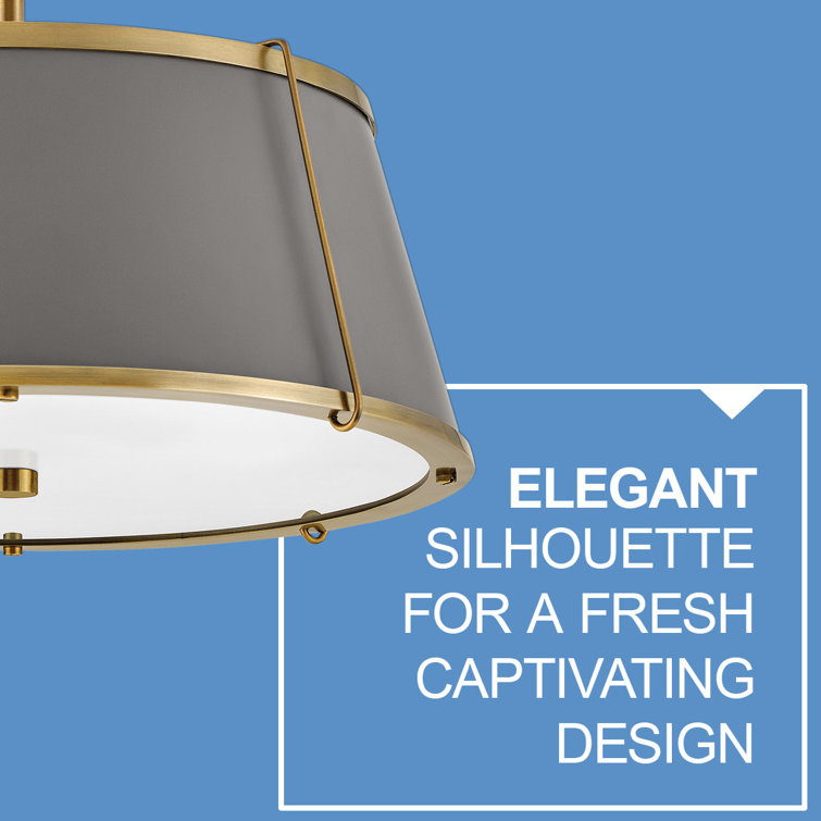 Elegant Transitional 2-Light Drum Semi-Flush Mount in Lacquered Dark Brass