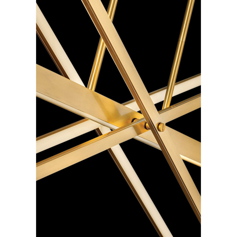Modern Articulating LED Pendant in Lacquered Brass - 36" Width