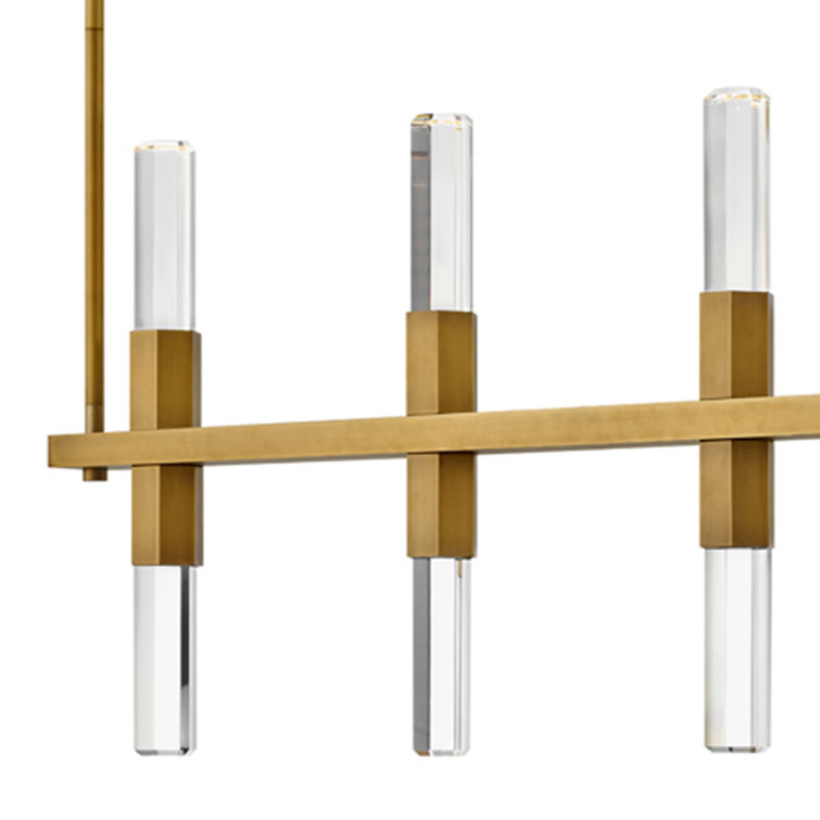Cecily Heritage Brass LED Kitchen Island Pendant with Clear Crystal