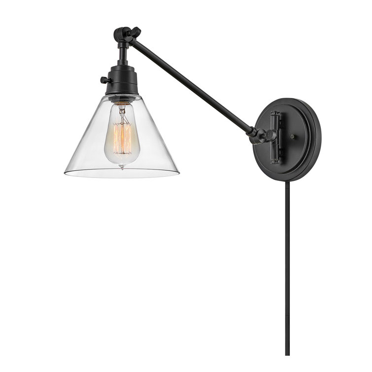 Arti Black Adjustable Sconce with Clear Glass Shade