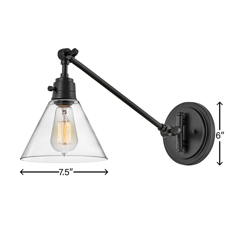 Arti Black Adjustable Sconce with Clear Glass Shade
