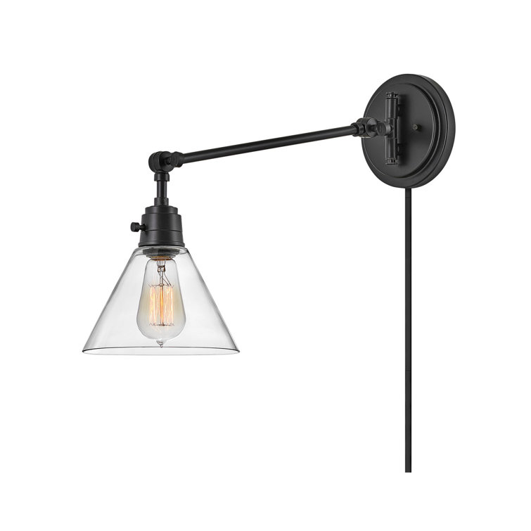 Arti Black Adjustable Sconce with Clear Glass Shade