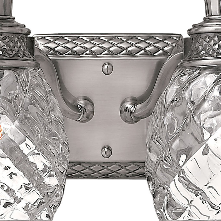 Polished Antique Nickel 4-Light Outdoor Vanity with Clear Optic Glass