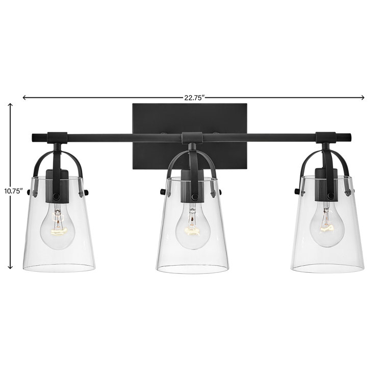 Foster Black and Clear Glass 3-Light Vanity Fixture