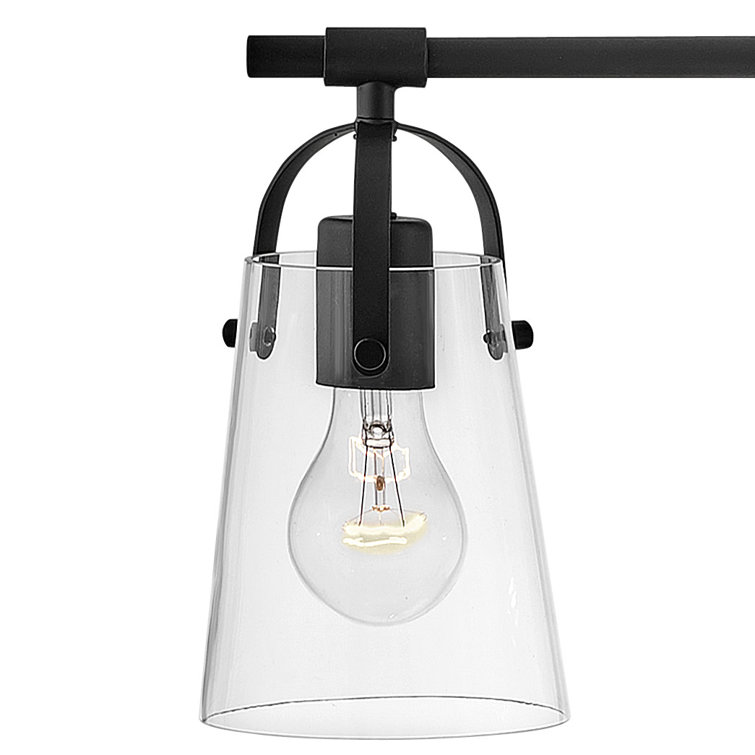 Foster Black and Clear Glass 3-Light Vanity Fixture