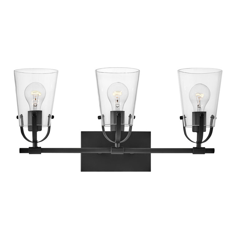 Foster Black and Clear Glass 3-Light Vanity Fixture