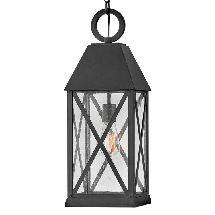 Museum Black Aluminum 1-Light Outdoor Lantern Pendant