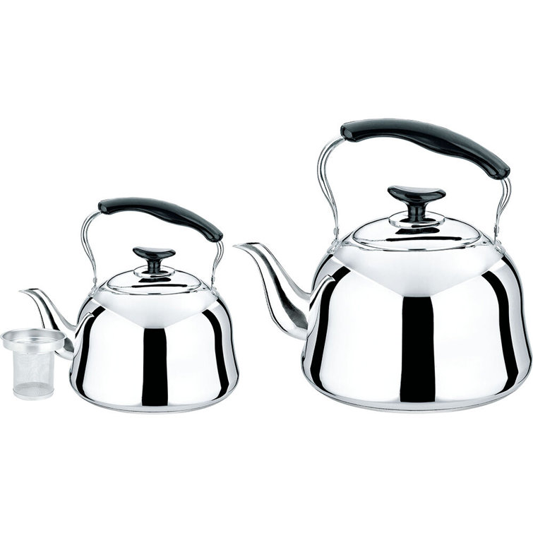 3.2-Quart Stainless Steel Whistling Tea Kettle with Black Handle