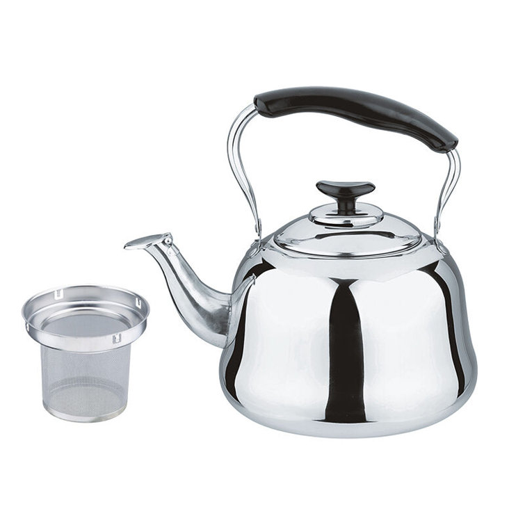 3.2-Quart Stainless Steel Whistling Tea Kettle with Black Handle