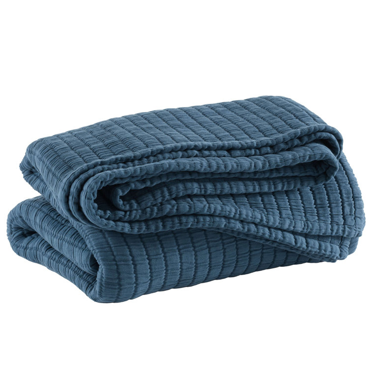 Aegean Blue Twin Cotton Matelassé Coverlet