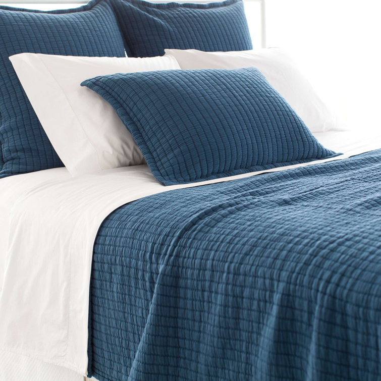 Aegean Blue Twin Cotton Matelassé Coverlet