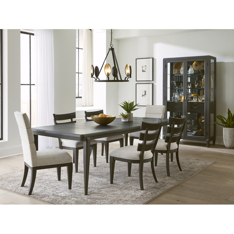 Tuxedo Finish Upholstered Wood Slat Back Side Chair