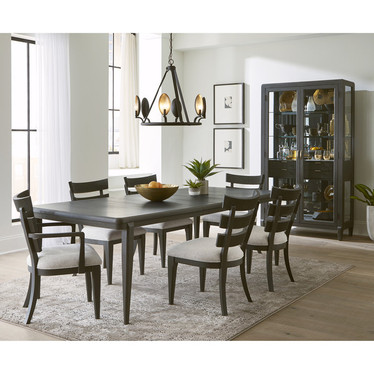 Tuxedo Finish Upholstered Wood Slat Back Side Chair