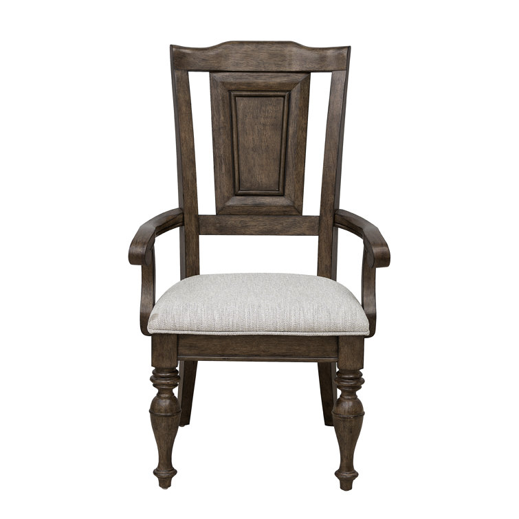 Woodbury Brown Wooden Arm Chair with Upholstered Seat