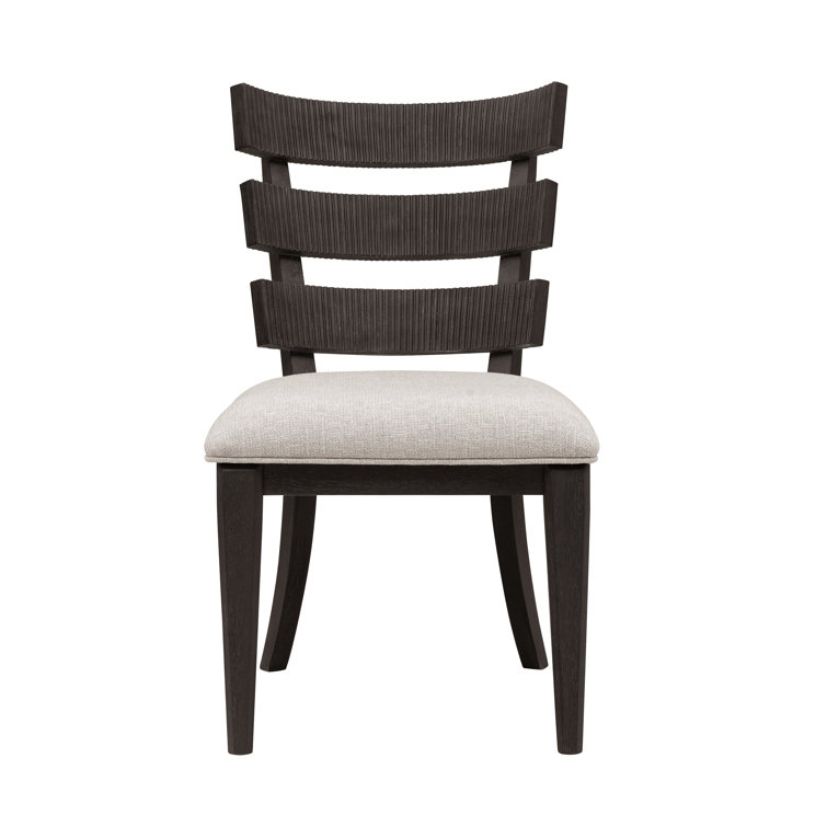 Tuxedo Finish Upholstered Wood Slat Back Side Chair