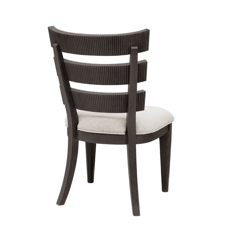 Tuxedo Finish Upholstered Wood Slat Back Side Chair
