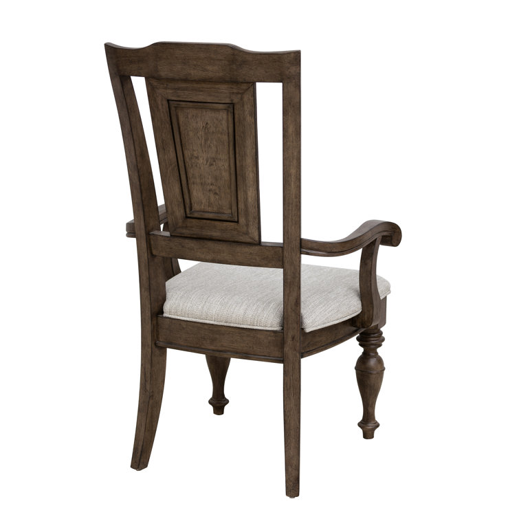 Woodbury Brown Wooden Arm Chair with Upholstered Seat