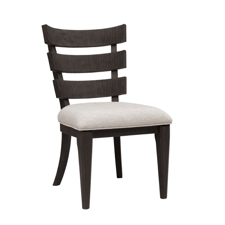 Tuxedo Finish Upholstered Wood Slat Back Side Chair