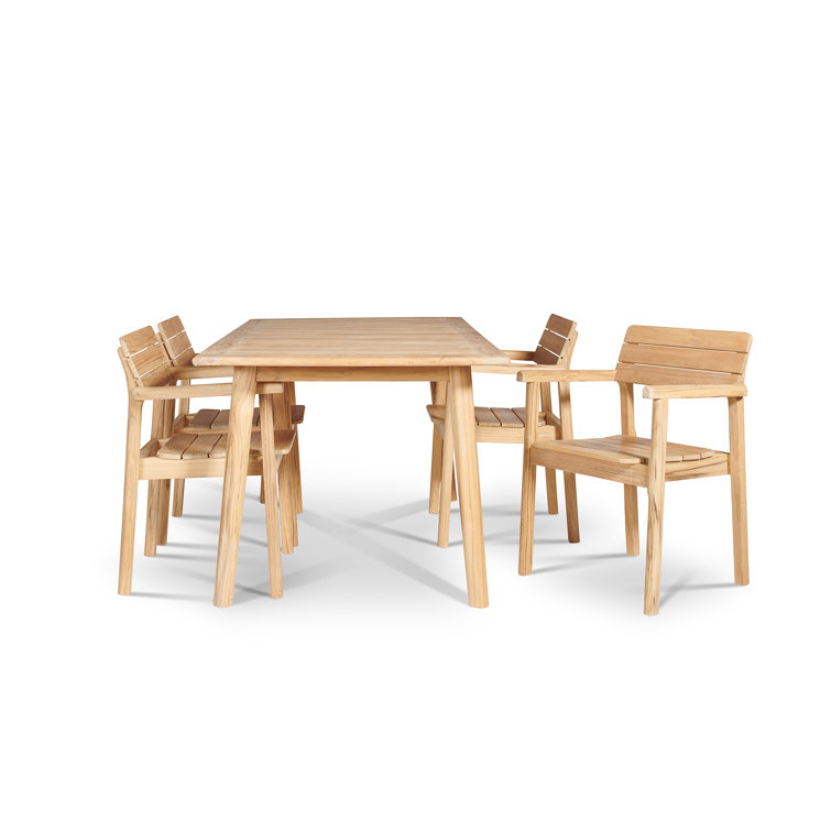 Natural Teak Stackable Outdoor Dining Armchair Set