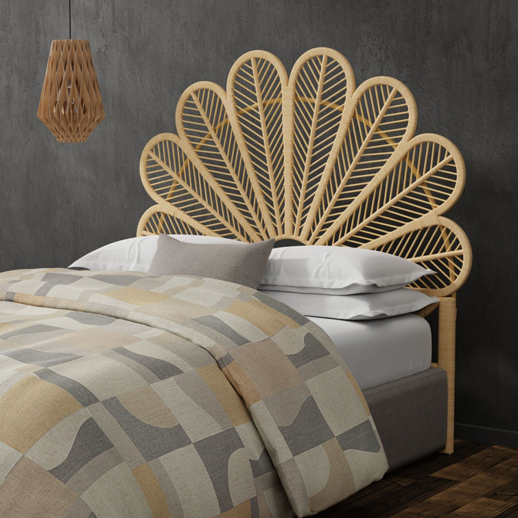 Natural Full Size Wicker Rattan Tropical Headboard
