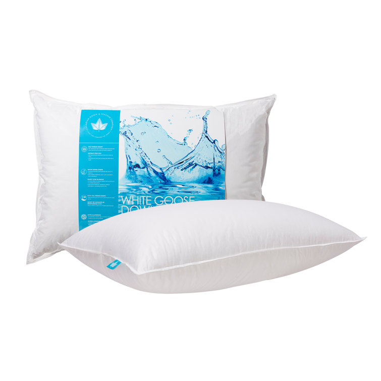 King Size White Goose Down Hypoallergenic Pillow with Medium Support