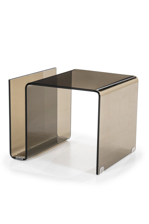 Brown Glass Rectangular Modern End Table