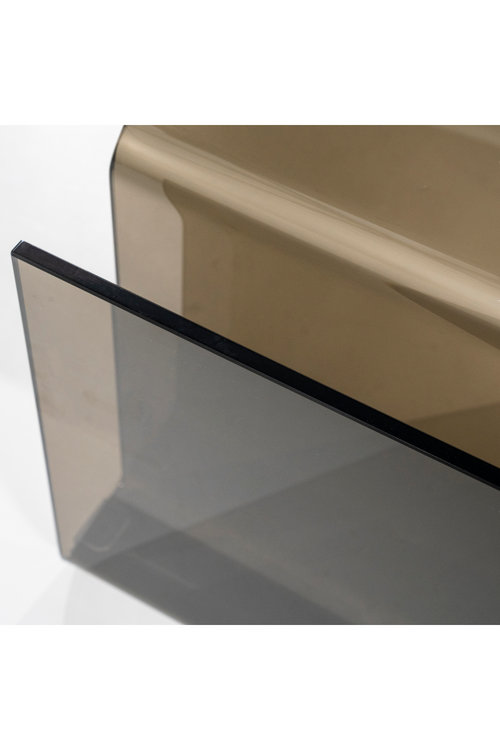 Brown Glass Rectangular Modern End Table