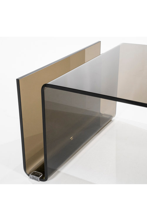Brown Glass Rectangular Modern End Table