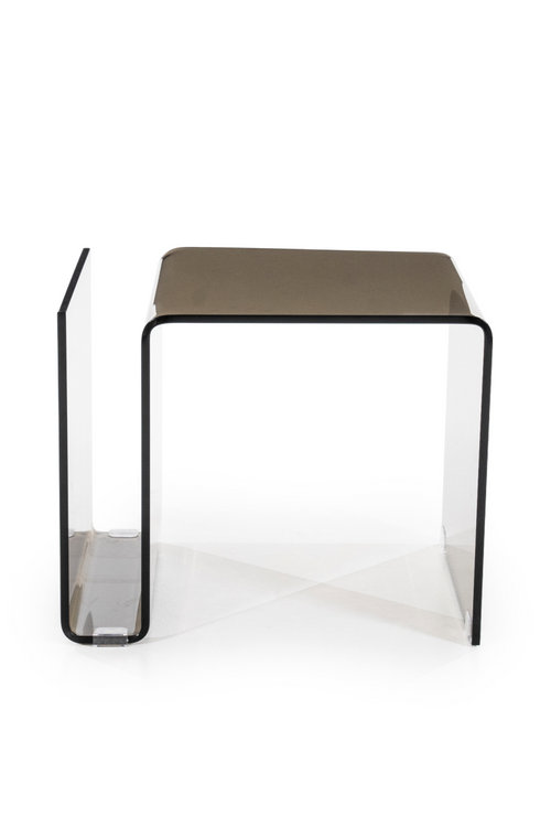 Brown Glass Rectangular Modern End Table