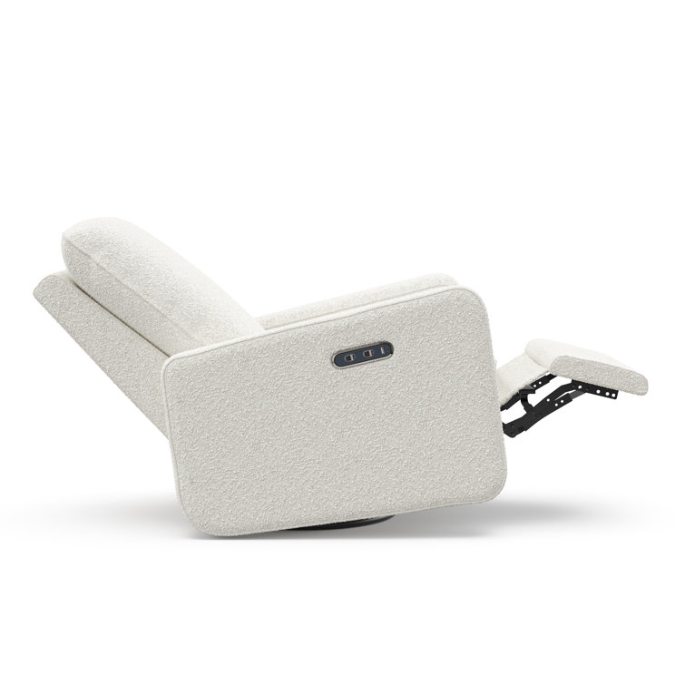 Ivory Boucle Swivel Recliner Accent Chair with Metal Base