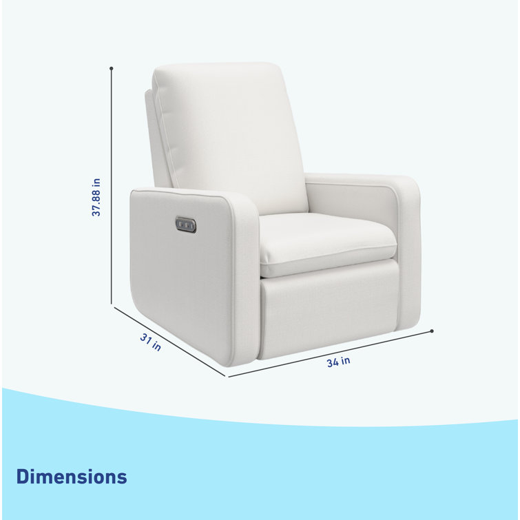 Ivory Basketweave Fully Upholstered Power Recliner Swivel Glider