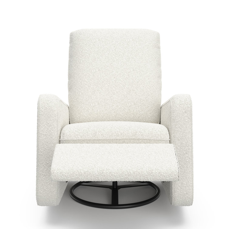 Ivory Boucle Swivel Recliner Accent Chair with Metal Base