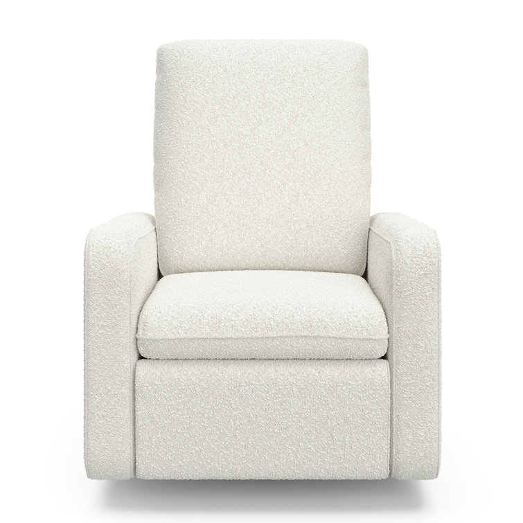 Ivory Boucle Swivel Recliner Accent Chair with Metal Base