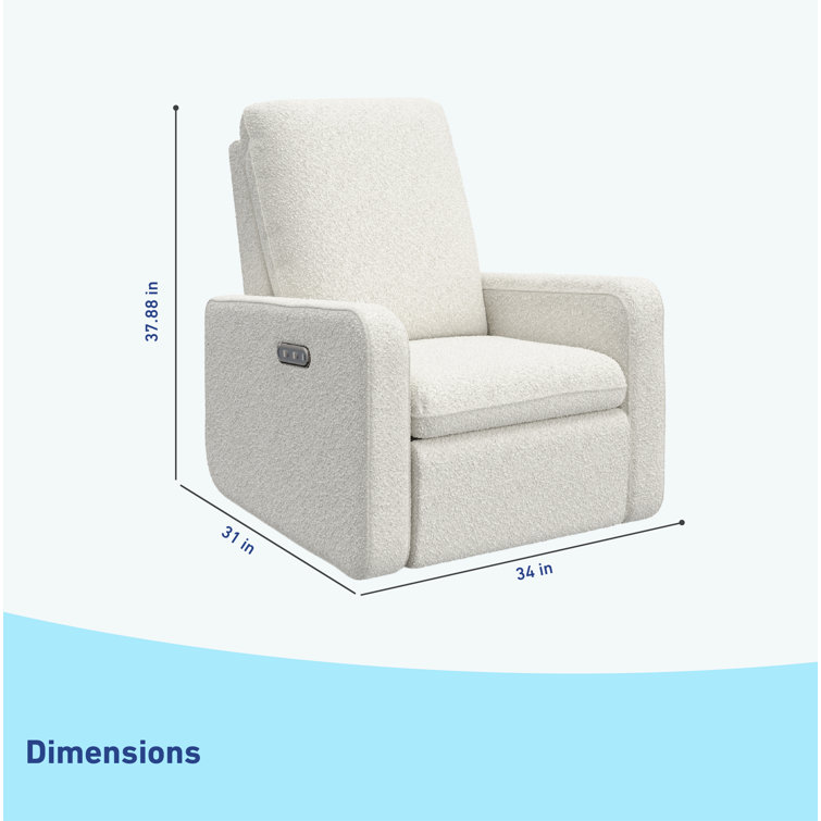 Ivory Boucle Swivel Recliner Accent Chair with Metal Base