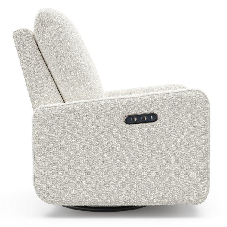 Ivory Boucle Swivel Recliner Accent Chair with Metal Base