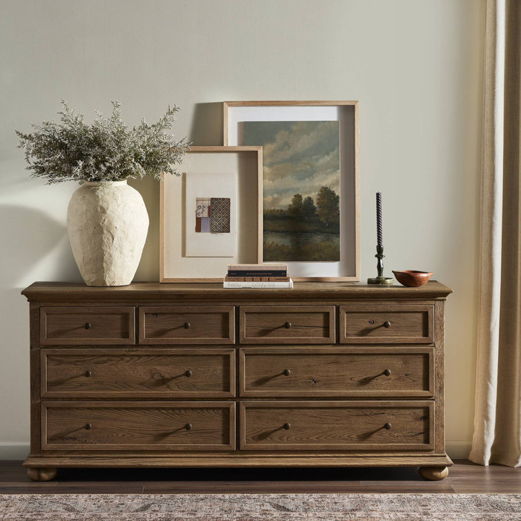 Geoffrey Wide Worn Oak Veneer Dresser with Levelers