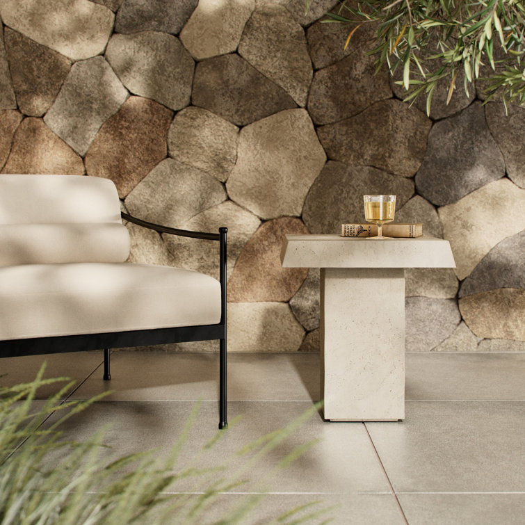 Avila Aged White Concrete Indoor/Outdoor Side Table