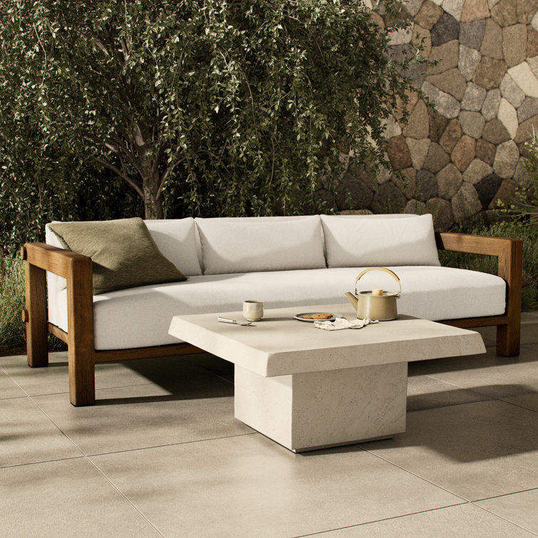 Aged White Concrete Square Outdoor Coffee Table